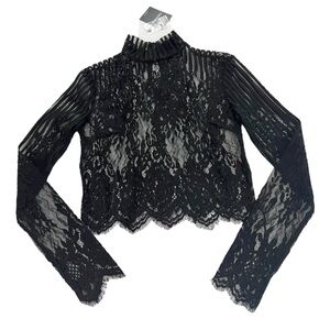 Forever 21 Black Lace Crop Top Small NWT